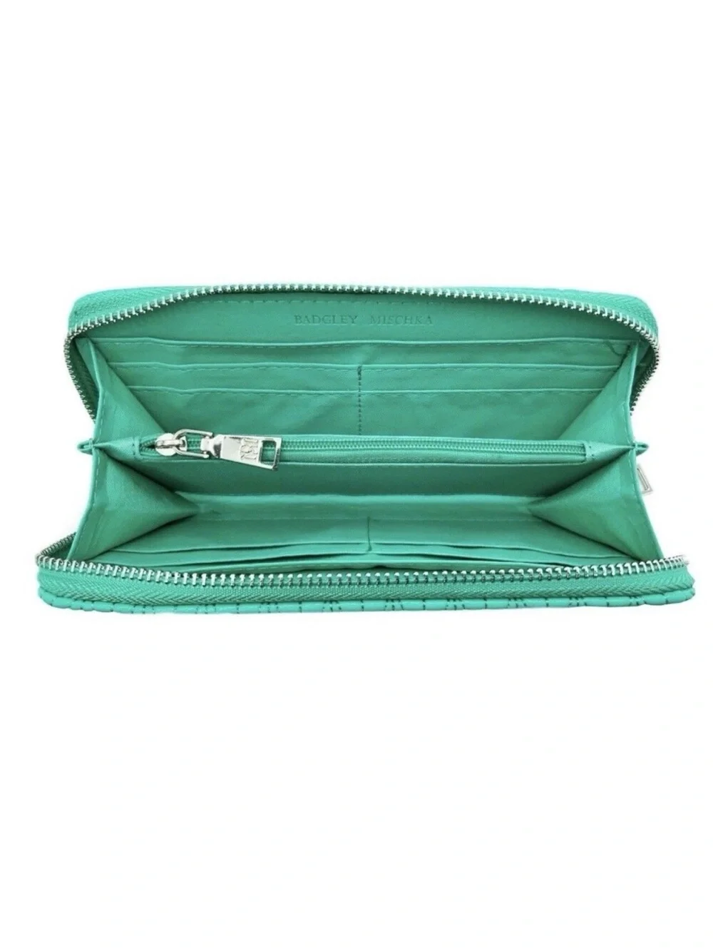 Badgely Mischka  Quilted Zip Wallet with Silver Logo